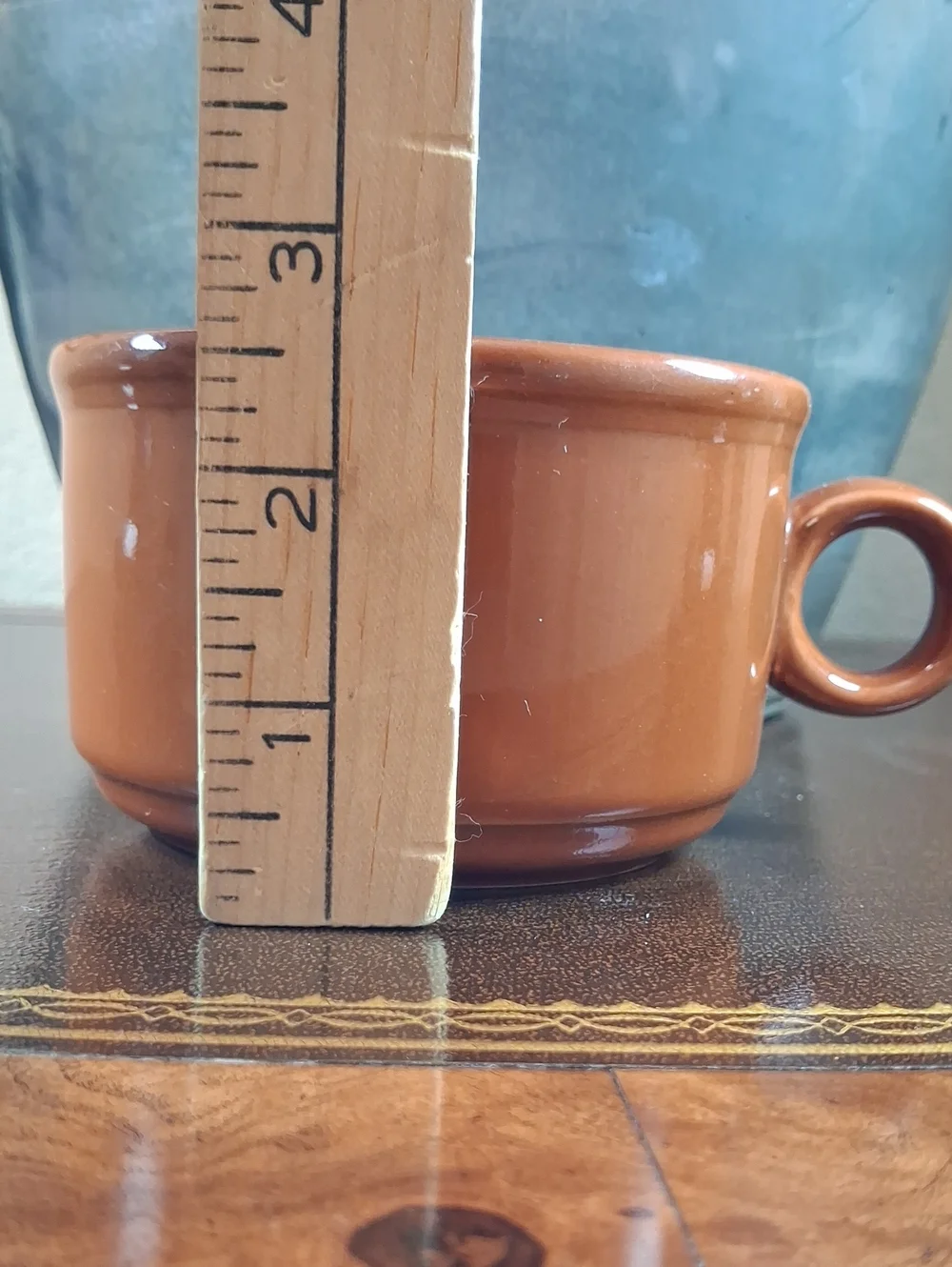 VTG. 70s English Brown Ceramic Soup Mug O- Ring Handle